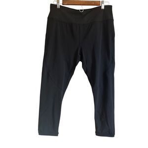 AVIA Active Crop Leggings Black Lattice Detail High Rise Athleisure Women's